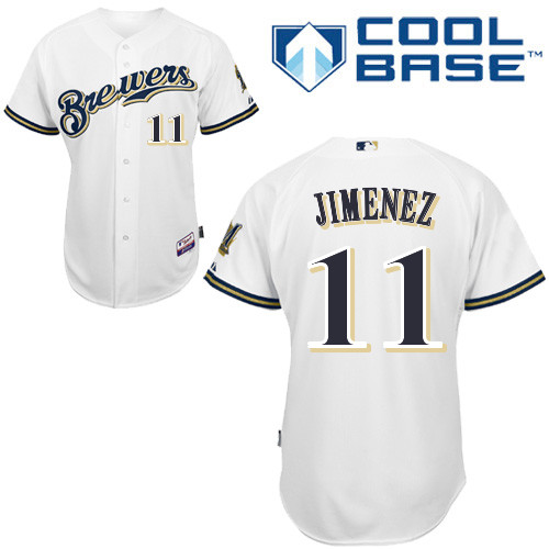 Luis Jimenez #11 MLB Jersey-Milwaukee Brewers Men's Authentic Home White Cool Base Baseball Jersey